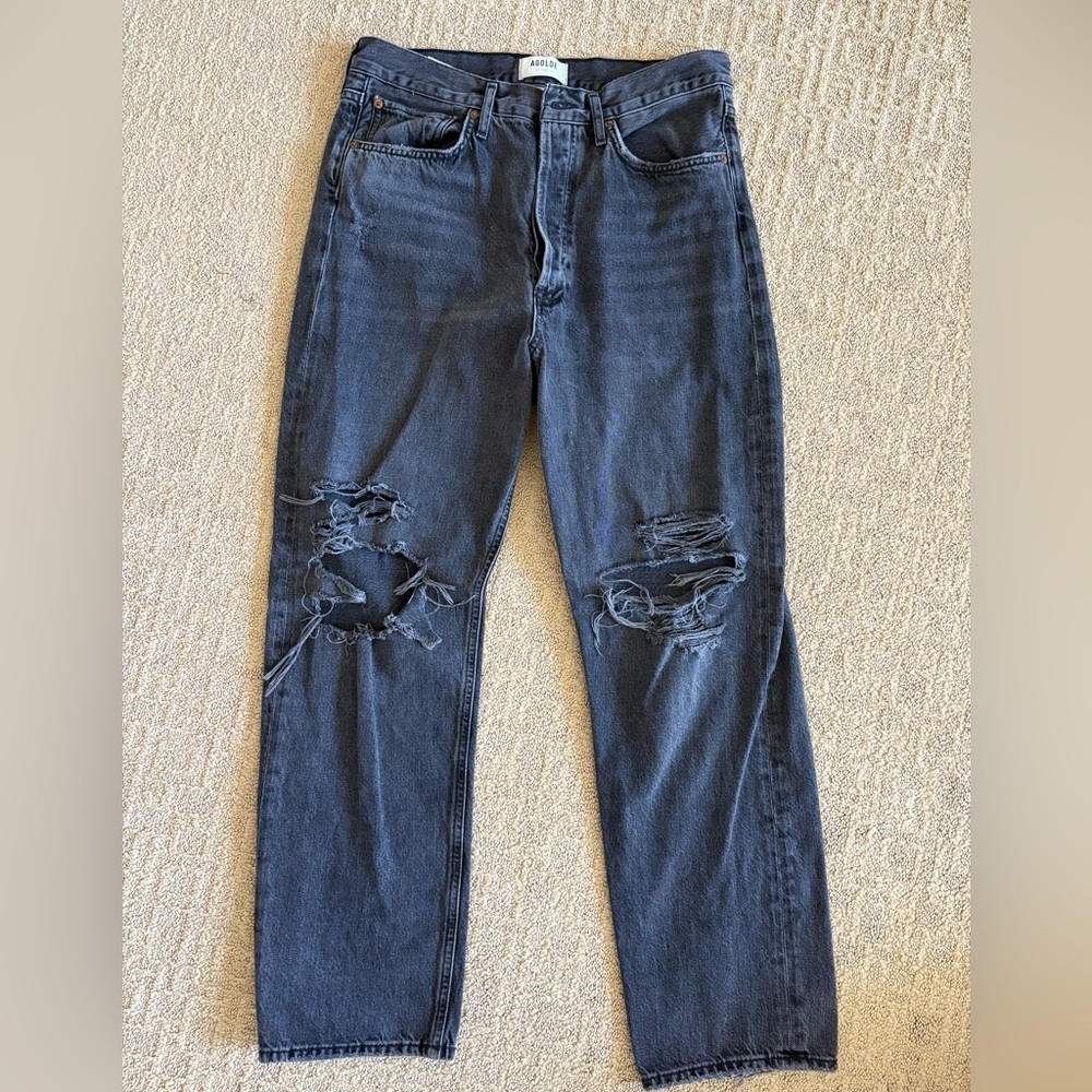 BLACK AGOLDE RIPPED JEANS